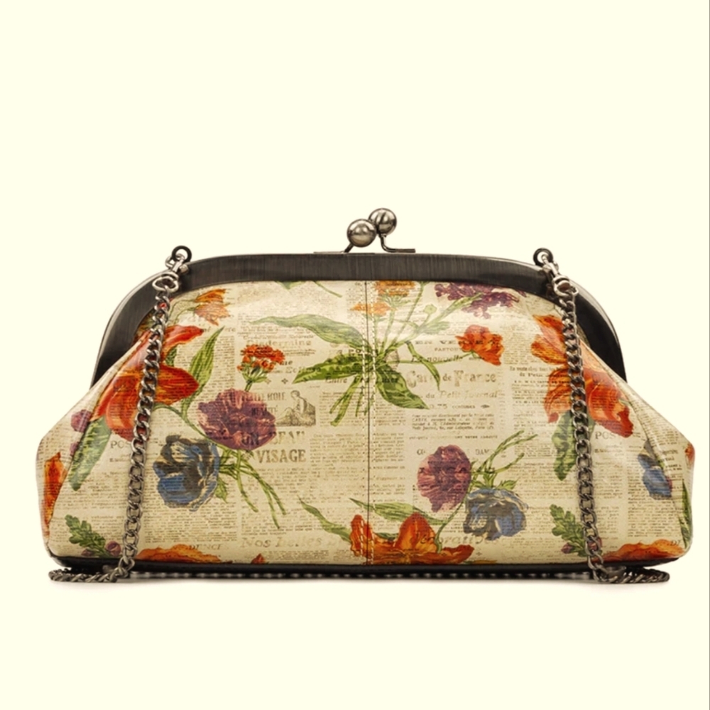 Patricia Nash Gisele Frame Bag Parisian Newspaper Collection - Picture 7 of 7